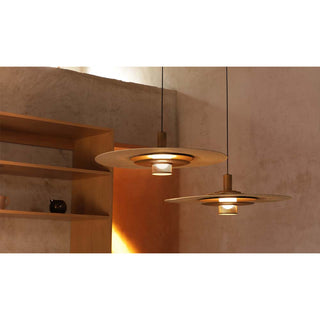 Suspension Palma beige ocre par David Pompa